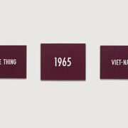 On Kawara, Title, 1965, Acrylic on canvas, triptych, Left panel: 46 3/8 x 61 3/8 inches (117.8 x 155.9 cm); center panel: 51 1/4 x 62 3/4 inches (130.2 x 159.4 cm); right panel: 46 1/4 x 61 3/8 inches (117.5 x 155.9 cm), National Gallery of Art, Washington D.C., Patrons’ Permanent Fund