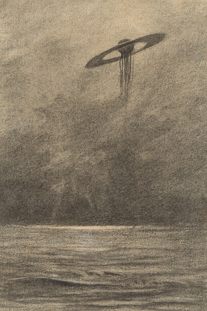 Henrique Alvim Corrêa, Die Mars-FlugmaschineMartian Flying MachineIllustration zu »Der Krieg der Welten« von H. G. Wells, Brüssel, 1905. Mit freundlicher genehmigung der Sammlung Scharf-Gerstenberg