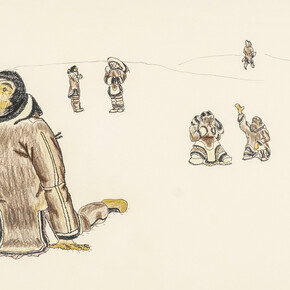 Johnny Pootoogook, Death caused by jealousy, c. 1998. Courtesy of Feheley Fine Arts