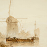 Johan Barthold Jongkind, Landschaft mit Mühle und Boot (detail), 1845. Mit freundlicher genehmigung der Gemäldegalerie