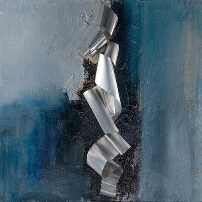 Giulio Cavanna, "Evolving (Forme in evoluzione)", 2021, tecnica mista su tela, cm 80×80