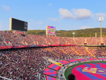 Le stade olympique de Montjuic, à Barcelone, en Espagne, lors d'un match du FC Barcelone en 2025