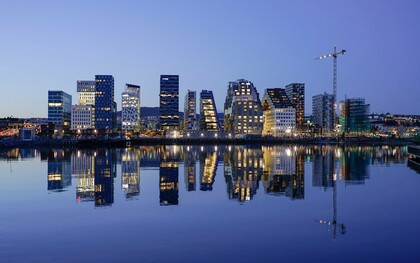 Bjørvika Barcode is made up of twelve tall, narrow, high-rise structures that vary in width and height and represents a modern and innovative architectural concept in Oslo, Norway