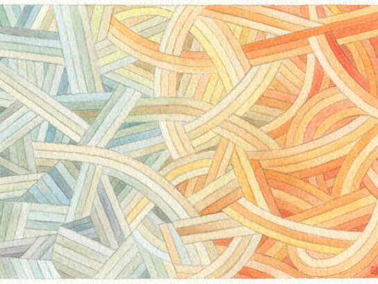 Takami river confluence, watercolour 16 × 12 cm, Mark Weighton 2025