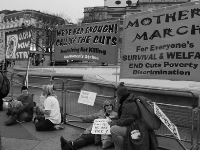 A protest in Trafalgar Square London, UK 
