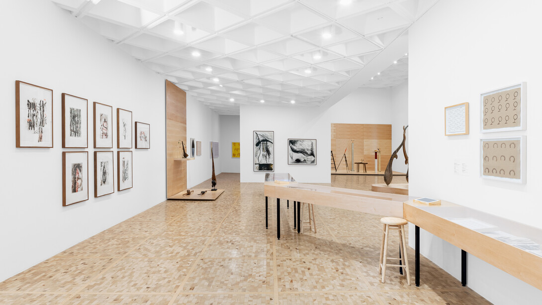 Laura Anderson Barbata y Sheroanawe Hakihiiwe, Wayamou: lenguas de lo común, vista de exhibición. Cortesía del Museo Tamayo 