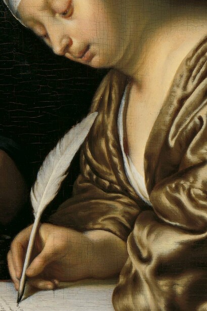 "La escritora de cartas", óleo sobre madera, Frans van Mieris el Viejo, 1680