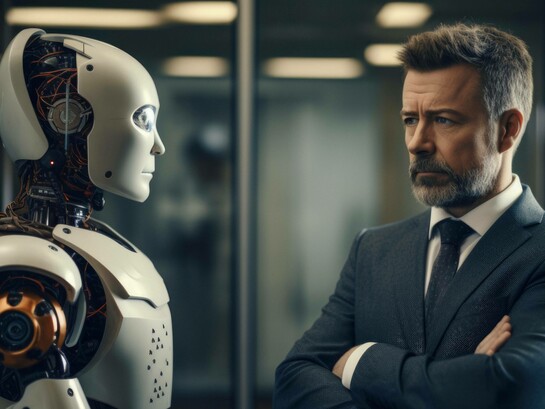Robot di fronte a un essere umano: "Per millenni, la conversazione è stata un’esperienza umana: situata, incarnata, relazionale. Oggi, ci troviamo di fronte a interlocutori non umani — algoritmi capaci di generare risposte plausibili, spesso sorprendenti, ma privi di corpo, di emozione, di vissuto"