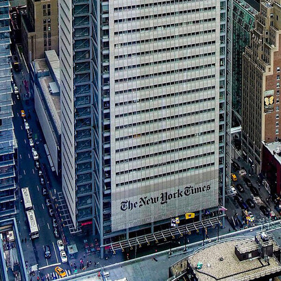 Das Hochhaus der New York Times in Manhattan, Bundesstaat New York, Vereinigte Staaten von Amerika