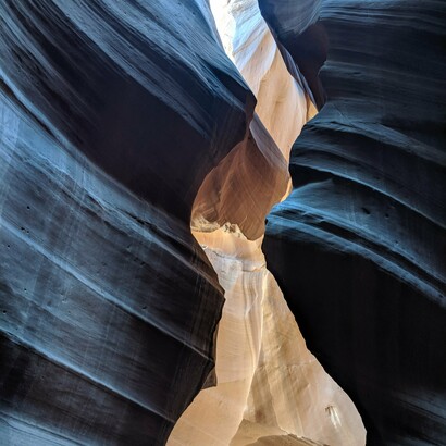 When sunlight pierces the ceiling, the canyon glows from within, a fleeting bridge between worlds © Photo by Jane Ammeson
