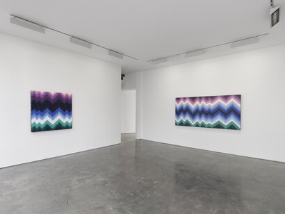 Ding Yi, The road to heaven, exhibition view. Courtesy of Lisson Gallery © Ding Yi