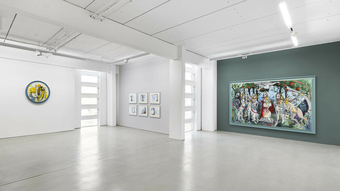 Simon Fujiwara, Who’s iconic? – Paintings, drawings, and maquettes from the whoseum of who the baer, ausstellungsansicht. Mit freundlicher genehmigung der G2 Kunsthalle