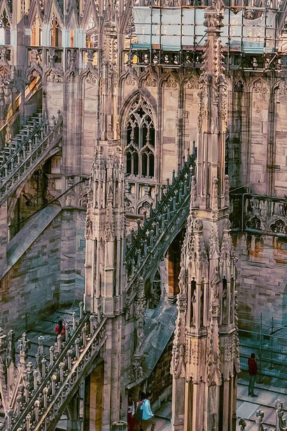 Seitliche Strebewerke an der Fassade der Mailänder Kathedrale, Italien