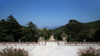Portoferraio, Villa San Martino, veduta dalla residenza di Napoleone, con terrazza sulla galleria Demidoff. Isola d'Elba, Italia