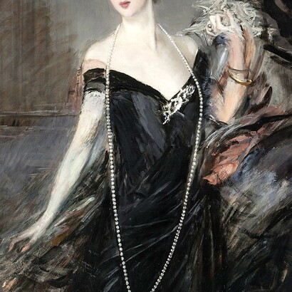 Giovanni Boldini, “Ritratto di donna Franca Florio”, 1901–1924, dettaglio. Palazzo Mazzarino, Palermo, Italia