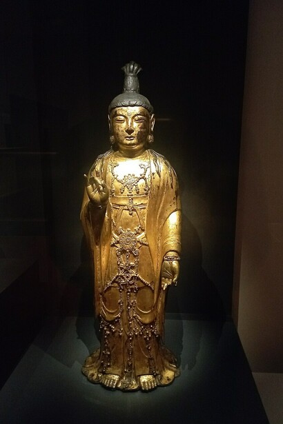 Statua di Siddhartha Gautama, lega di rame, periodo Goryeo (918-1392), National Museum of Korea, Seoul, Corea del sud