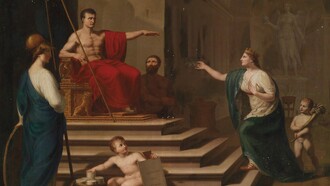 Francesco Alberi, "Allegoria di Napoleone come liberatore d'Italia", 1809, dettaglio. Firmato in basso a destra e datato: F. Alberi dipinse per commissione/del Sig. Podestà Gaet. Onesti,  Liberatori/Suo/Italia/MDCCCIX, olio su tela, 130 x 180 cm (realizzata su commissione di Gaetano Onesti, 1748-1825, podestà di Padova)