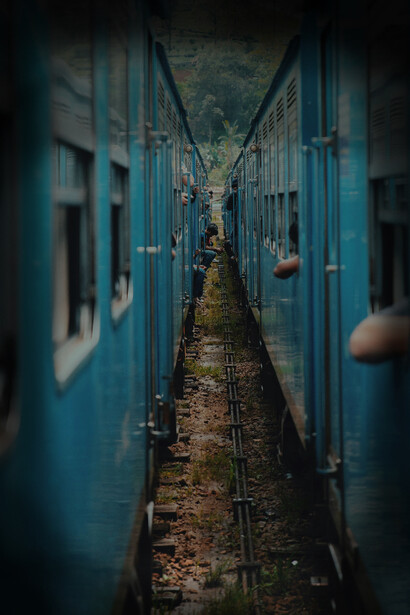 Badulla-Colombo high-altitude railway track on the Haputale mountain ridge, Sri Lanka