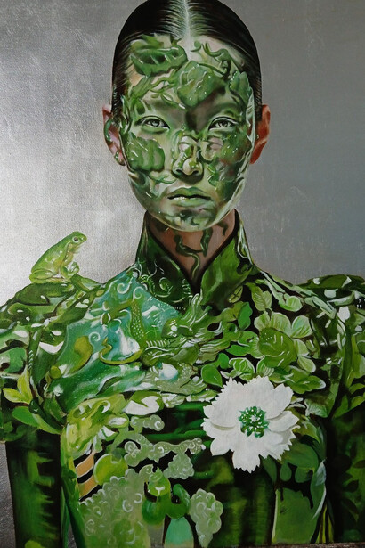 Saverio Lucci, The Swamp, 2025, oil on silver and canvas, 80 x 100 cm. Courtesy the artist 