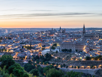 Vista al atarceder de Toledo, Castilla-La Mancha, España