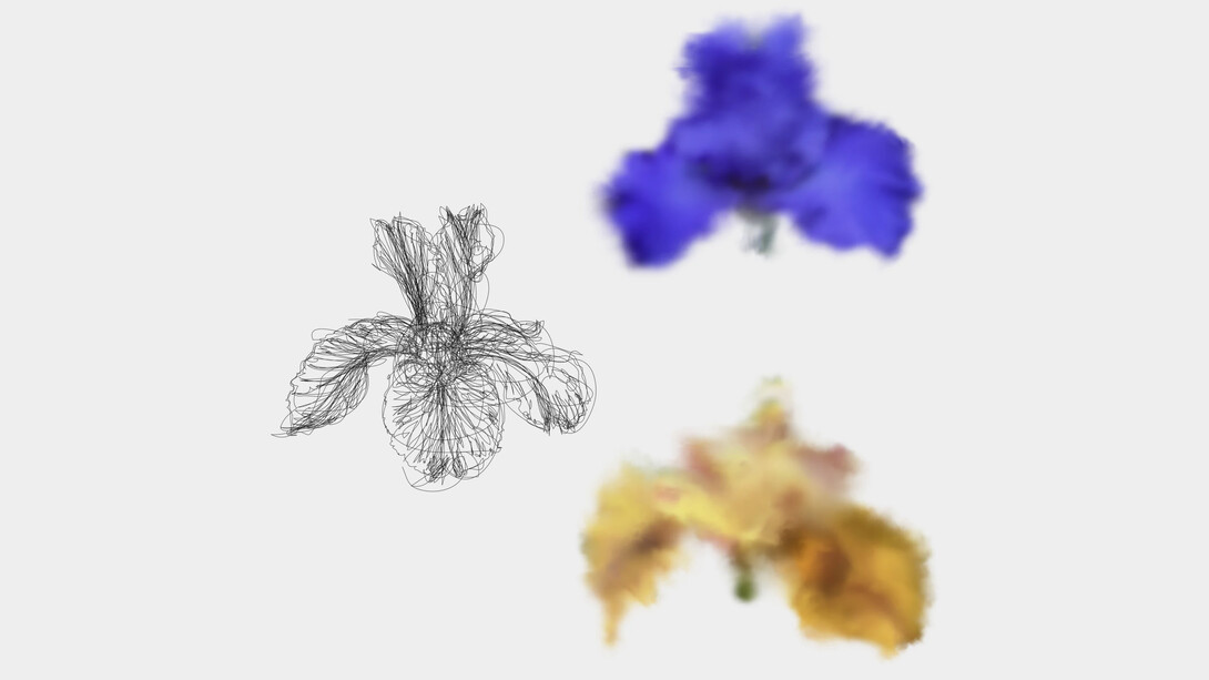 Michel Paysant, De la suite Eden : flâneries numériques à Giverny extraits des carnets d'Étude Iris, 2025. Avec l'aimable autorisation du Musée de l'Orangerie