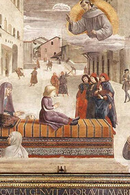 Domenico Ghirlandaio, Cappella Sassetti, Veduta Piazza Santa Trinita