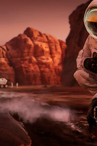 AI-driven space missions, Mars and astronauts, showcasing the future of AI in space engineering