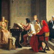 P.Saltini, Simon Memmi che per incarico del Petrarca sta ritraendo la Laura, 1863, Firenze, Galleria Palatina
