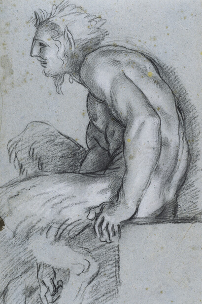 Annibale Carracci, Étude pour le satyre assi (détail). Avec l'aimable autorisation du musée du Louvre