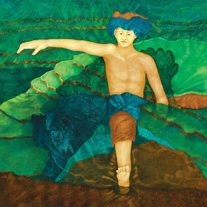 Agostino De Romanis, Seminatore delle risaie, olio su cartone, cm 69,5 x 100, 2007, particolare