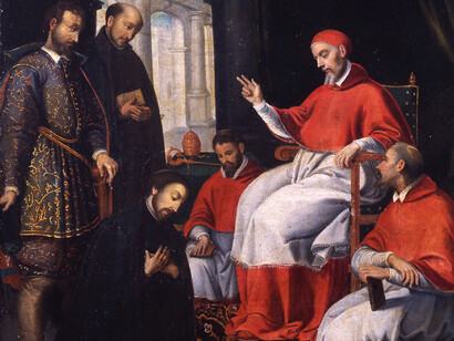 O Papa Paulo III recebe São Francisco Xavier. Outro grupo exercia uma influência avassaladora: os membros da Companhia de Jesus, os Jesuítas. Chegaram ao Brasil como soldados de Cristo, munidos de um objetivo inabalável: a catequese dos povos indígenas e a expansão da fé católica

