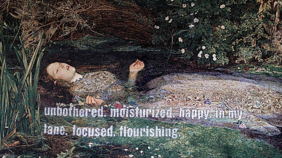 Dagnini, unbothered. moisturized. happy. in my lane. focused. flourishing (detail), 2025. Courtesy of Fragment Gallery