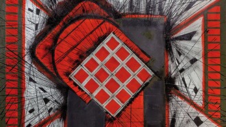 Giulio Cavanna, "Troppi imput", 2020, dettaglio, tecnica mista su tela, cm 100×100