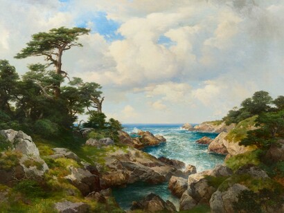 Thomas Moran, On point Lobos, near Monterey, 1912. Courtesy of Schoelkopf Gallery