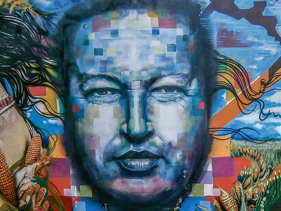 Mural de Chavez y su asunción al cielo, Caracas, Venezuela (detalle)