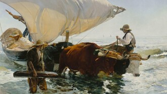 The Return from Fishing: Hauling the Boat by Joaquín Sorolla, a luminous tribute to Valencian laborers, echoes the same dignity and hardship portrayed in La Barraca’s immigrant farmers of the Huerta