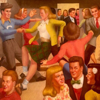 Heusing, High school dance, WPA mid-20th century modern American scene social realism (detail), 1947. Courtesy of Helicline Fine Art