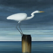 David Kroll, Seascape egret and vase (detail), 2025. Courtesy of Lisa Sette Gallery