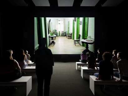 Christian Marclay, Doors, exhibition view. Courtesy of Brooklyn Museum