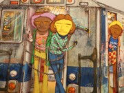 1980, 2020. Técnica mixta con lentejuelas sobre madera aglomerada. "Os Gemeos". Museo Hirshhorn, Washington, D.C.