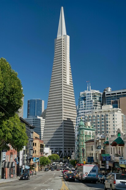 Located in San Francisco, CA, the Transamerica Pyramid stands as an iconic symbol near the hub of Silicon Valley’s tech industry