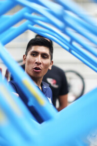 Nairo Quintana en su visita a la fábrica de Bicicletas Mercurio. Foto: Abraham Revilla