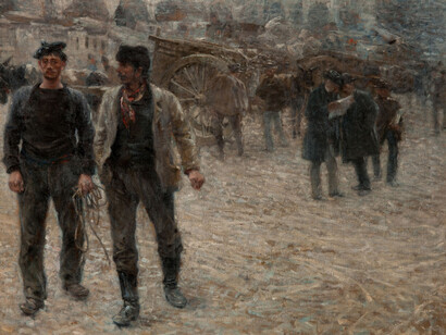 Plinio Nomellini. 'Piazza Caricamento', dettaglio