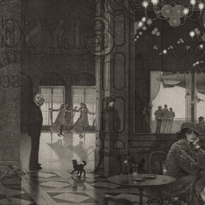 Peter Winslow Milton, Interiors IV: hotel Paradise Café (state 10) (detail). Courtesy of Risd Museum