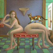 Amy Crehote, Back Scratch Parlor, 2015, oil on canvas, 20x25 cm. Courtesy of Antonio Colombo Arte Contemporanea